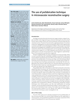 The Use of Prefabrication Technique in Microvascular Reconstructive Surgery 547