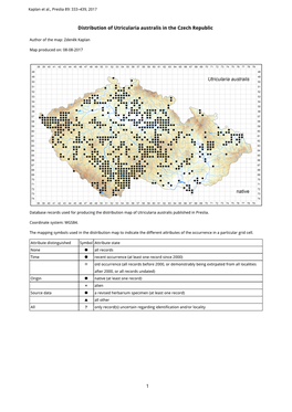 1 Distribution of Utricularia Australis in the Czech Republic