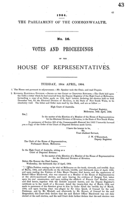 43 Votes and Proceedings House of Representatives