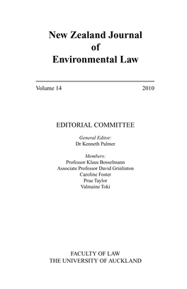 New Zealand Journal of Environmental Law