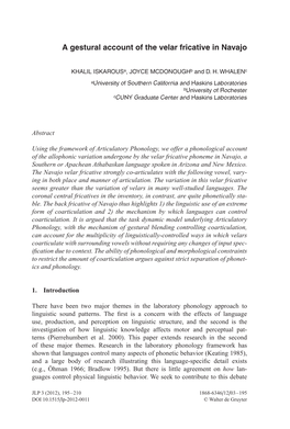 A Gestural Account of the Velar Fricative in Navajo