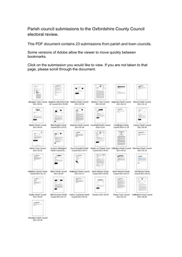 Parish Council Submissions to the Oxfordshire County Council Electoral Review