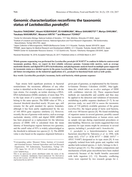 Genomic Characterization Reconfirms the Taxonomic Status of Lactobacillus Parakefiri