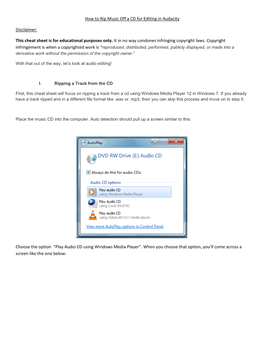 How to Rip Music Off a CD for Editing in Audacity