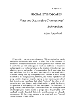 GLOBAL ETHNOSCAPES Notes and Queries for a Transnational