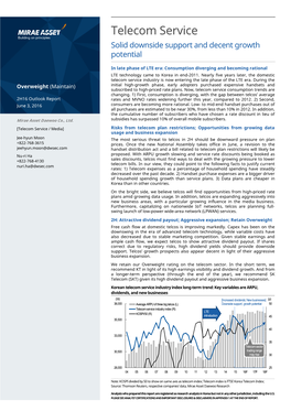 Telecom Service Solid Downside Support and Decent Growth Potential