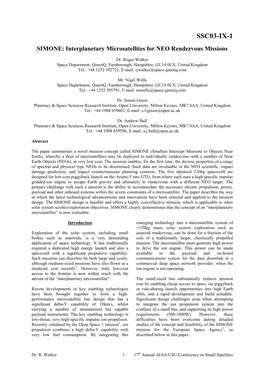 SIMONE: Interplanetary Microsatellites for NEO Rendezvous Missions