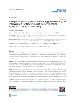 Thirty-Five Year Experience of an Aggressive Surgical Intervention for Treating Post-Paralytic Facial Synkinesis: an Outcome Study