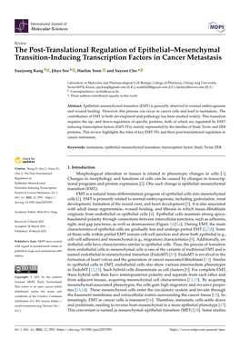 The Post-Translational Regulation of Epithelial–Mesenchymal Transition-Inducing Transcription Factors in Cancer Metastasis
