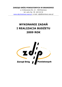 Wykonanie Zadań I Realizacja Budżetu 2009 Rok