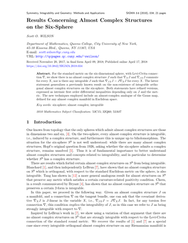 Results Concerning Almost Complex Structures on the Six-Sphere