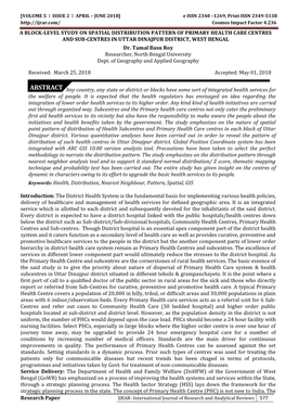 ABSTRACT Any Country, Any State Or District Or Blocks Have Some Sort of Integrated Health Services for the Welfare of People