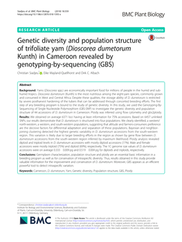 Genetic Diversity and Population Structure of Trifoliate Yam (Dioscorea