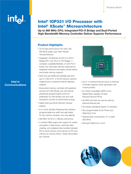 Intel® IOP331 I/O Processor with Intel® Xscale™ Microarchitecture