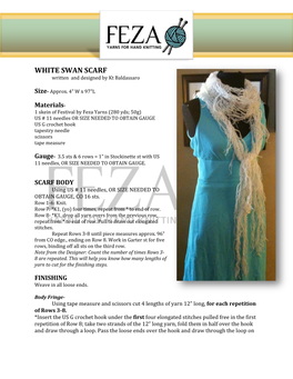 WHITE SWAN SCARF Written and Designed by Kt Baldassaro