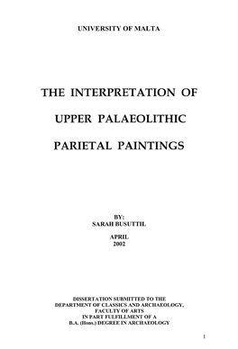 The Interpretation of Upper Palaeolithic Parietal