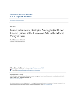 Faunal Subsistence Strategies Among Initial Period Coastal Fishers at The