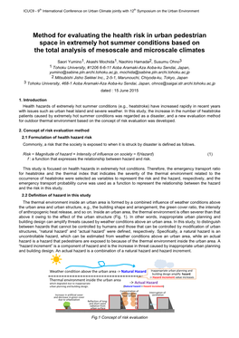 Method for Evaluating the Health Risk in Urban Pedestrian Space in Extremely Hot Summer Conditions Based on the Total Analysis of Mesoscale and Microscale Climates