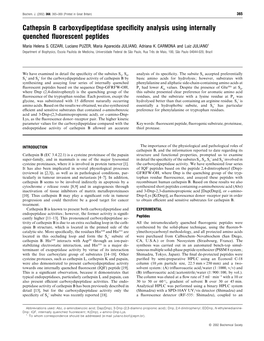 Cathepsin B Carboxydipeptidase Specificity Analysis Using Internally