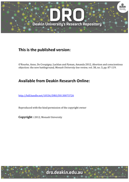 This Is the Published Version: Available from Deakin Research