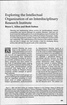 Exploring the Intellectual Organization of an Interdisciplinary Research Institute Bryce L