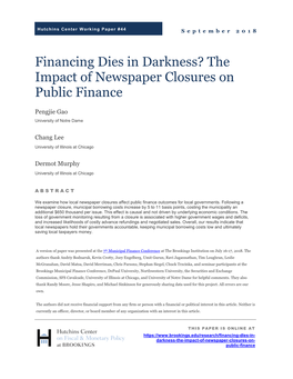 The Impact of Newspaper Closures on Public Finance