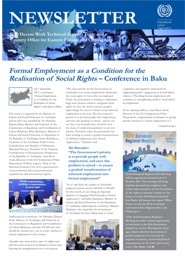 NEWSLETTER ILO Decent Work Technical Support Team and Country Office for Eastern Europe and Central Asia