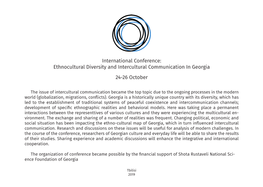 Ethnocultural Diversity and Intercultural Communication in Georgia 24-26 October