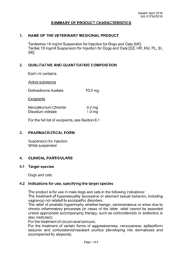 Summary of Product Characteristics 1. Name Of