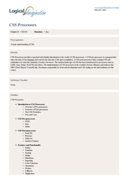 CSS Processors Outline