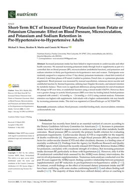 Short-Term RCT of Increased Dietary Potassium from Potato Or