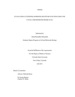 Thesis Evaluating Luteinizing Hormone Receptor