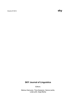 SKY Journal of Linguistics