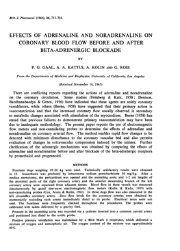 Coronary Blood Flow Before and After Beta-Adrenergic Blockade
