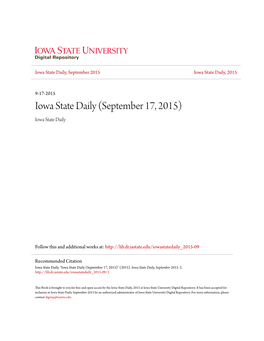 Iowa State Daily, September 2015 Iowa State Daily, 2015