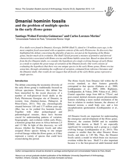 Dmanisi Hominin Fossils and the Problem of Multiple Species in the Early Homo Genus