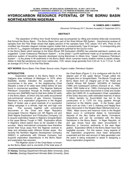 Hydrocarbon Resource Potential of the Bornu Basin Northeastern Nigerian