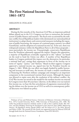 The First National Income Tax, 1861–1872