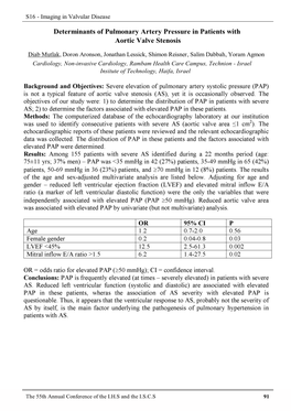 Determinants of Pulmonary Artery Pressure in Patients with Aortic Valve Stenosis