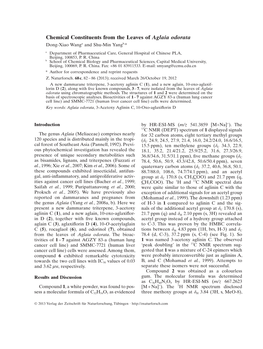 Chemical Constituents from the Leaves of Aglaia Odorata