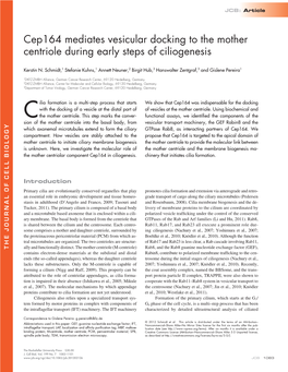 Cep164 Mediates Vesicular Docking to the Mother Centriole During Early Steps of Ciliogenesis