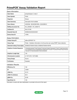 Primepcr™Assay Validation Report