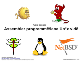 Assembler Programmēšana Un*X Vidē