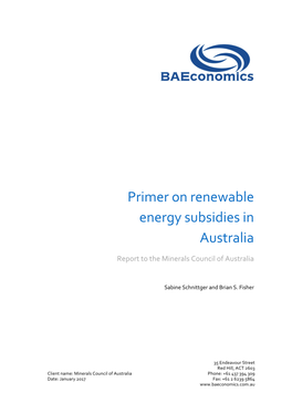 Primer on Renewable Energy Subsidies in Australia