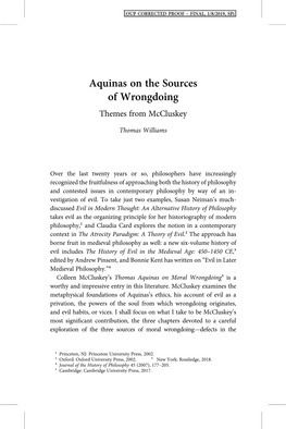 Aquinas on the Sources of Wrongdoing: Themes from Mccluskey