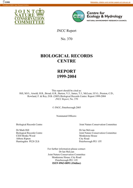 Biological Records Centre Report 1999-2004