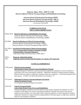 Psychological Evaluations of Post-Acute Patients (Inpatient & Outpatient) As Well As Treatment of Individuals with Various Neurological Conditions