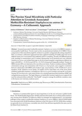 The Porcine Nasal Microbiota with Particular Attention to Livestock-Associated Methicillin-Resistant Staphylococcus Aureus in Germany—A Culturomic Approach