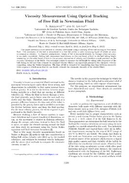 Viscosity Measurement Using Optical Tracking of Free Fall in Newtonian Fluid N