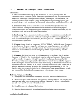 INSTALLATION GUIDE - Grasspave2 Porous Grass Pavement